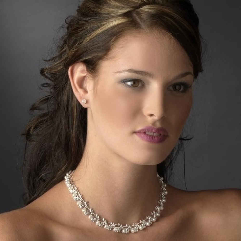 Bride Bridesmaid White Silver Jewelry SIX SETS Beautiful Gift